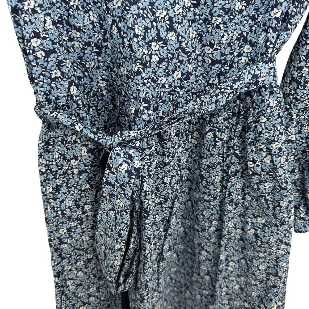 J.CREW Blue Floral Lightweight Cotton Puff Sleeve Mini Dress BK511 // XS